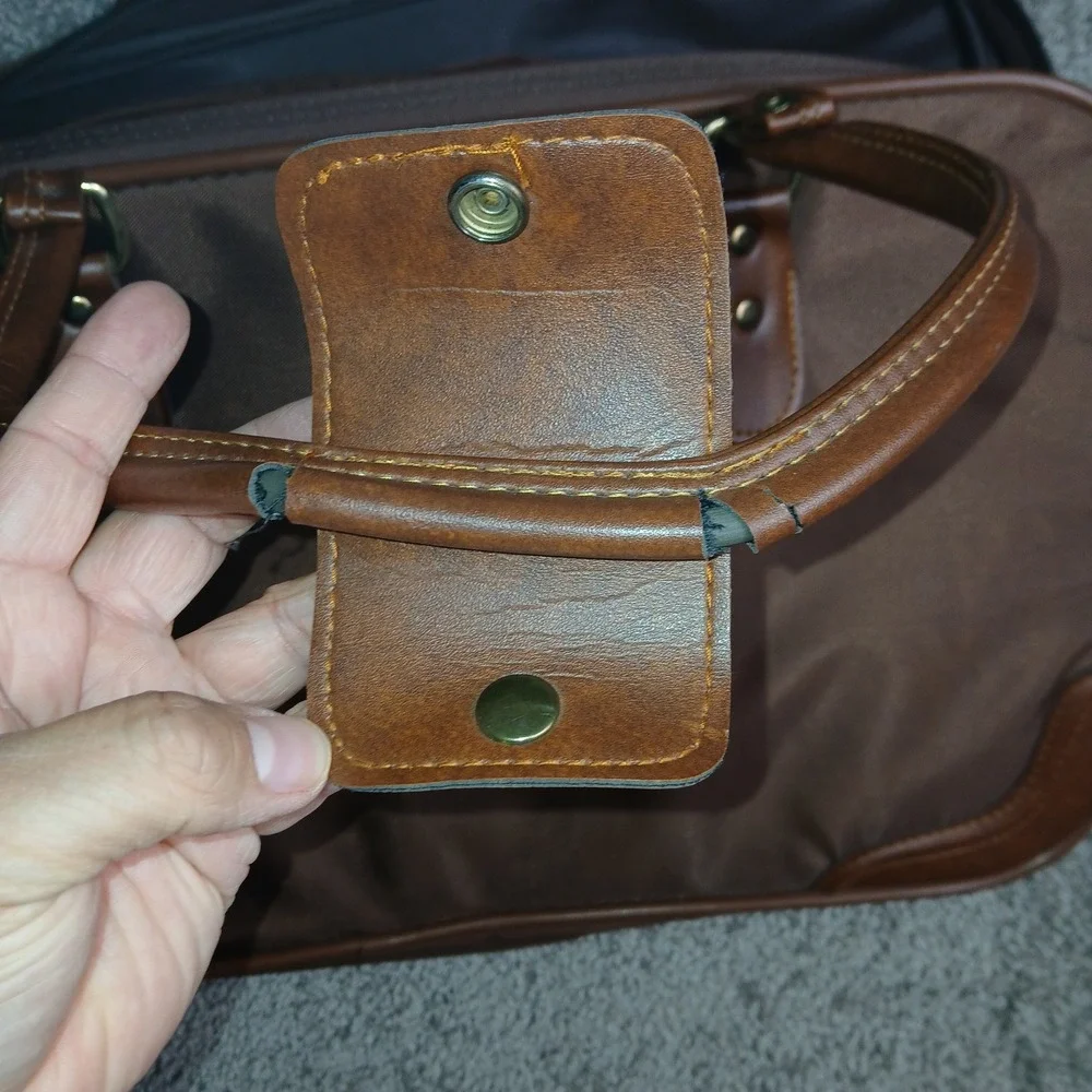 Vintage Ricardo Beverly Hills Luggage Brown Canvas and Leather TrimTravel Bag
